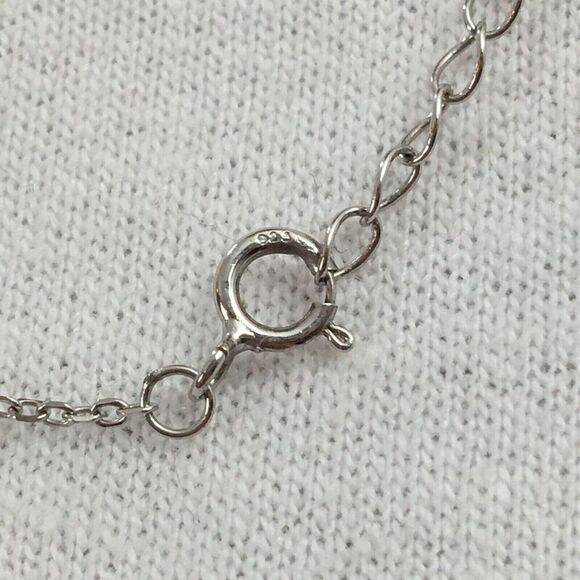 Sterling Silver Necklace Cubic Zirconia CZ 6mm Charm 17.5in Chain - Picture 3 of 16